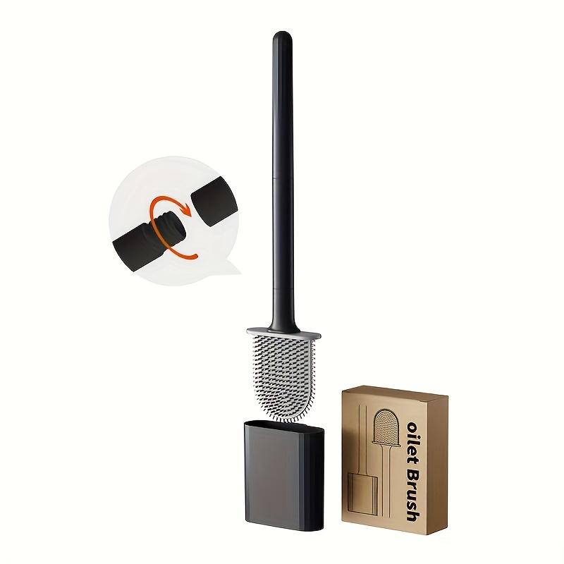 1 Pack Silicone Flexible Toilet Brush Flexible Silicone Toilet Brush Set, Wall Mounted Bathroom Cleaning System with Plastic Holder