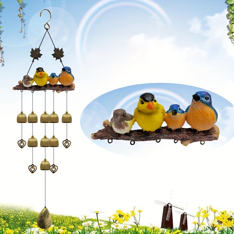 Happy Bird Wind Chimes Beautiful Hanging Decorations for Garden Balcony Patio Outdoor Home Ornament