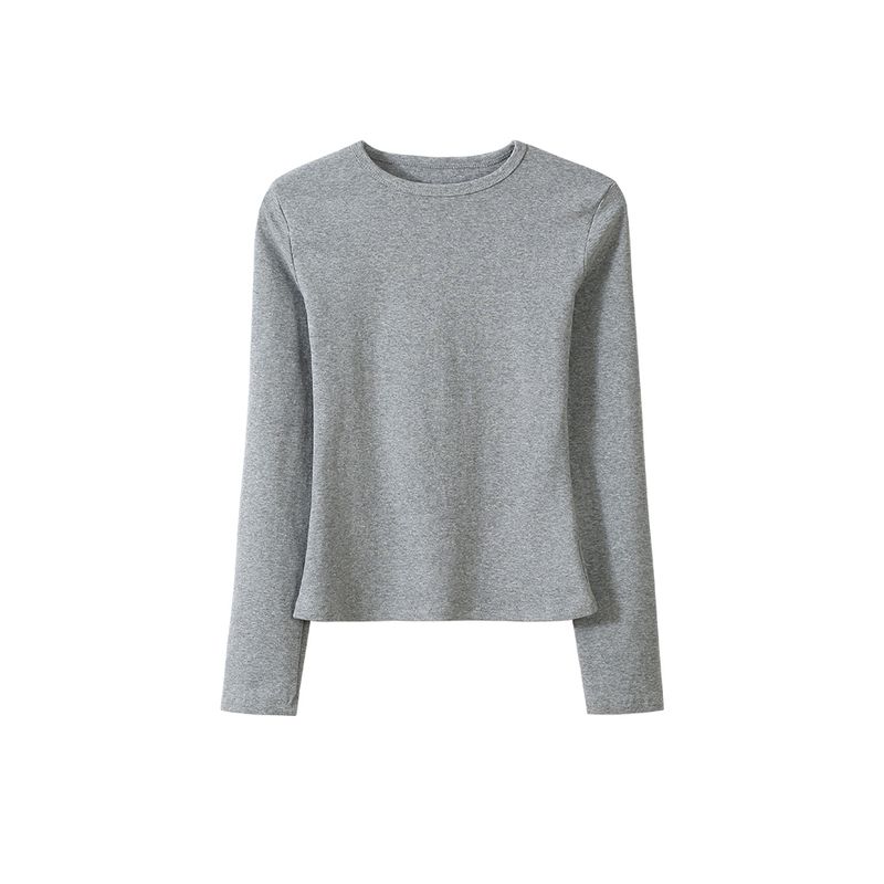 

Pphome Homemade ~ Cartoon Figure T White Small round Neck Bottoming Long Sleeve T-shirt Easiest for Match Slim Fit Slimming Top Female Gray T L