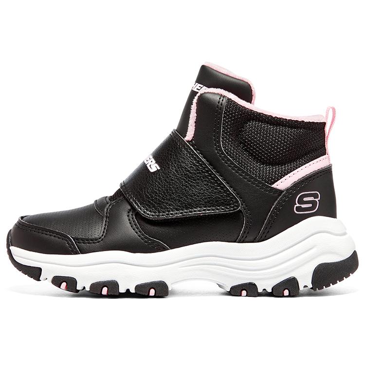 Skechers I-Conik Sweet Temperament Versatile Velcro Warm Plush Boots Shock Absorbing Non-Slip Kick-Resistant Casual Shoes Kids boots 8701648L-BKWP 27.5