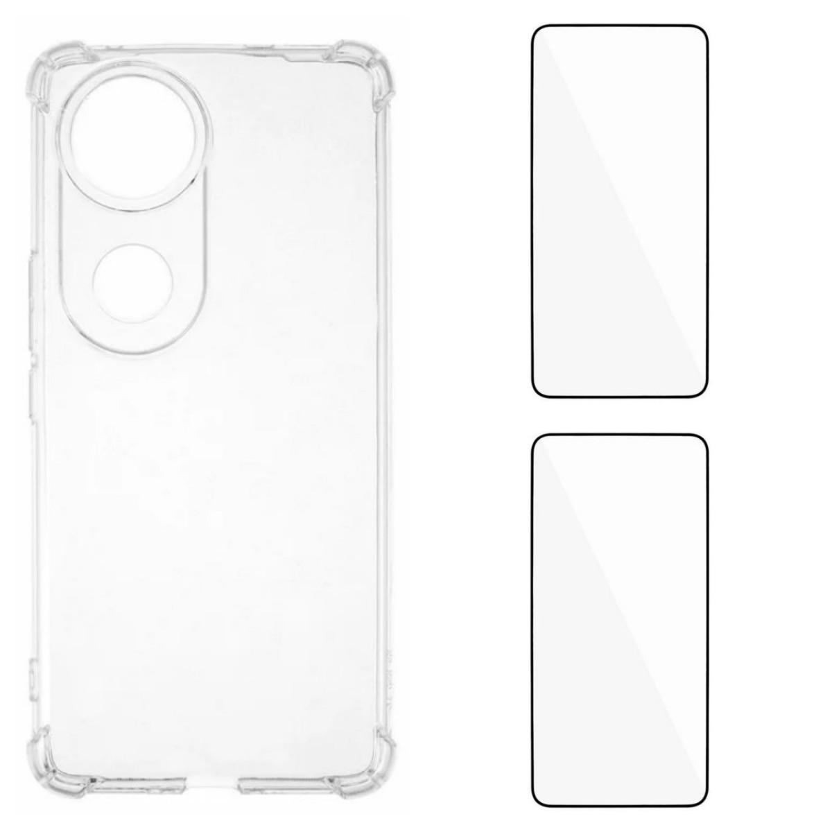 

For vivo V50 5G TPU Case WANLONFENG WL3 Series 1.5mm Phone Cover with 2Pcs Tempered Glass Films Transparent