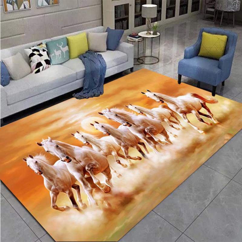 3D Horse Printed Large Carpet,doormat,living Room,bedroom,bathroom Decoration Animal - Running Horse Pattern Anti Slip Floor Mat