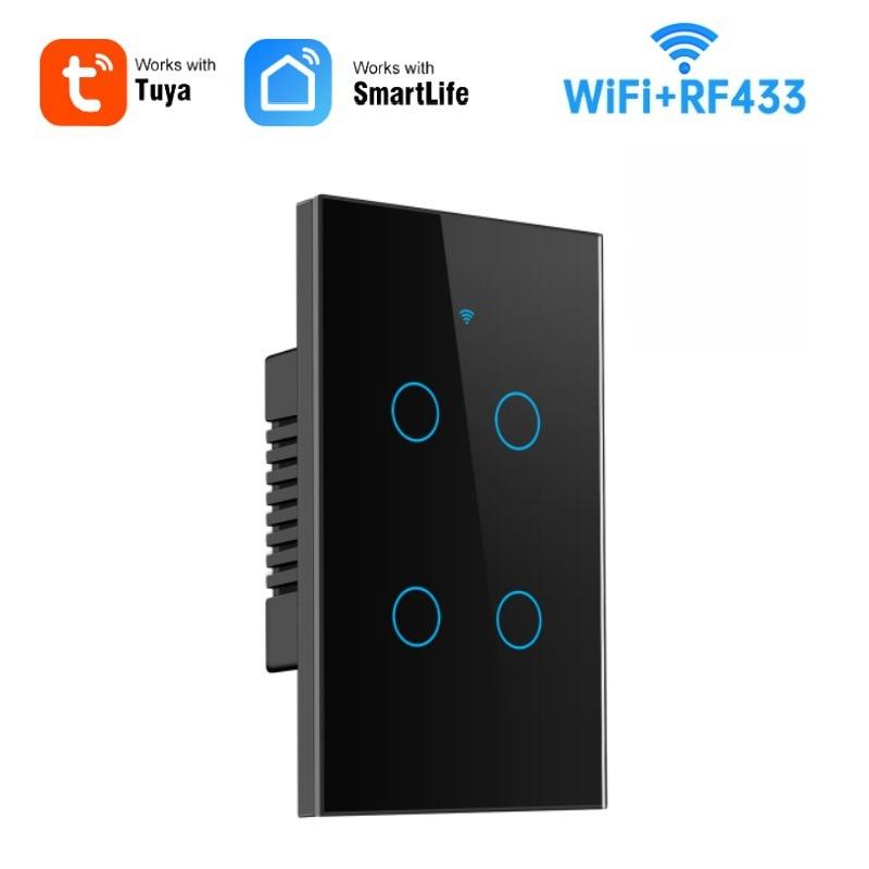 Graffiti US 120 WiFi+433 Smart Light Switch: Single/Zero Fire, Universal Model, Alexa Compatible.