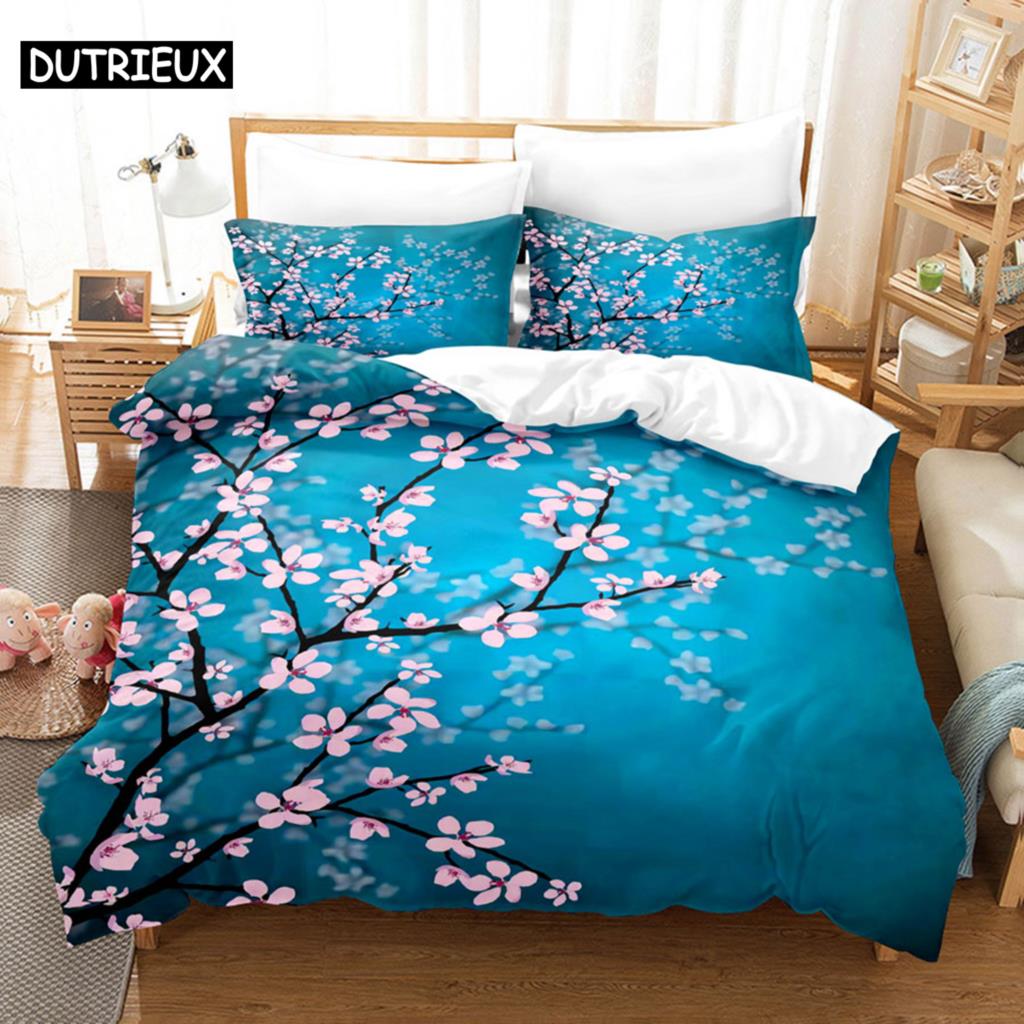 Floral Duvet Cover Sets Double Bed Scenic Quilt Cover Single Bed Queen Bedding Set With Pillowcase 220X240Cm 3Pcs 2Pcs Polyester