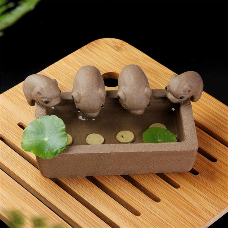 Tea Pet Ornaments Purple Clay Tea Pet Craftsmanship Gift Chinese Crude Pottery Kung Fu Tea Set Tea Pet Pig Trough