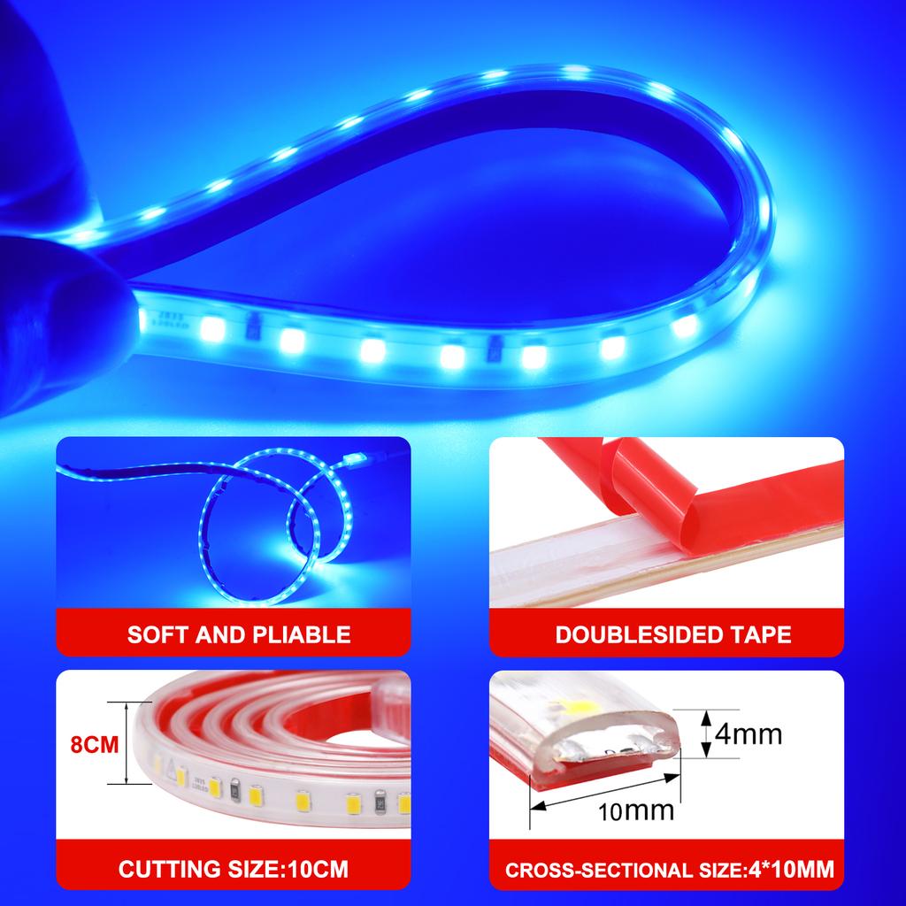 AC 220V Led Strip Lights High Brightness 2835 120 LEDs/M Flexible LED Tape Ribbon Waterproof Diode Rope Light Adhesive EU UK