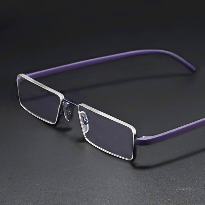 Men Women Metal Blue Light Blocking Reading Glasses With Case Half Frame Hd Prescription Eyewear Presbyopia Diopter