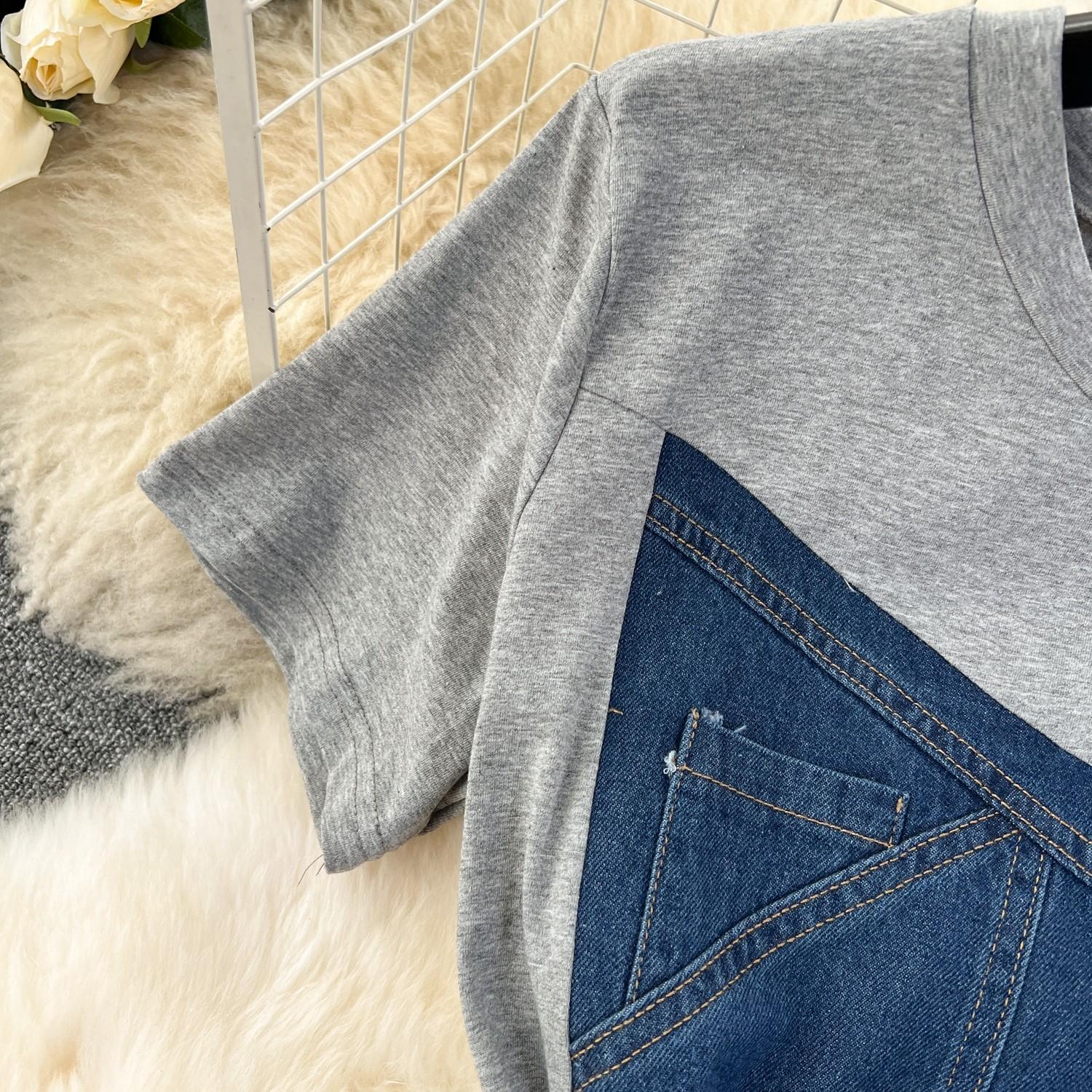 Летнее повседневное длинное джинсовое платье женское лоскутное дизайнерское джинсовое — фото 7