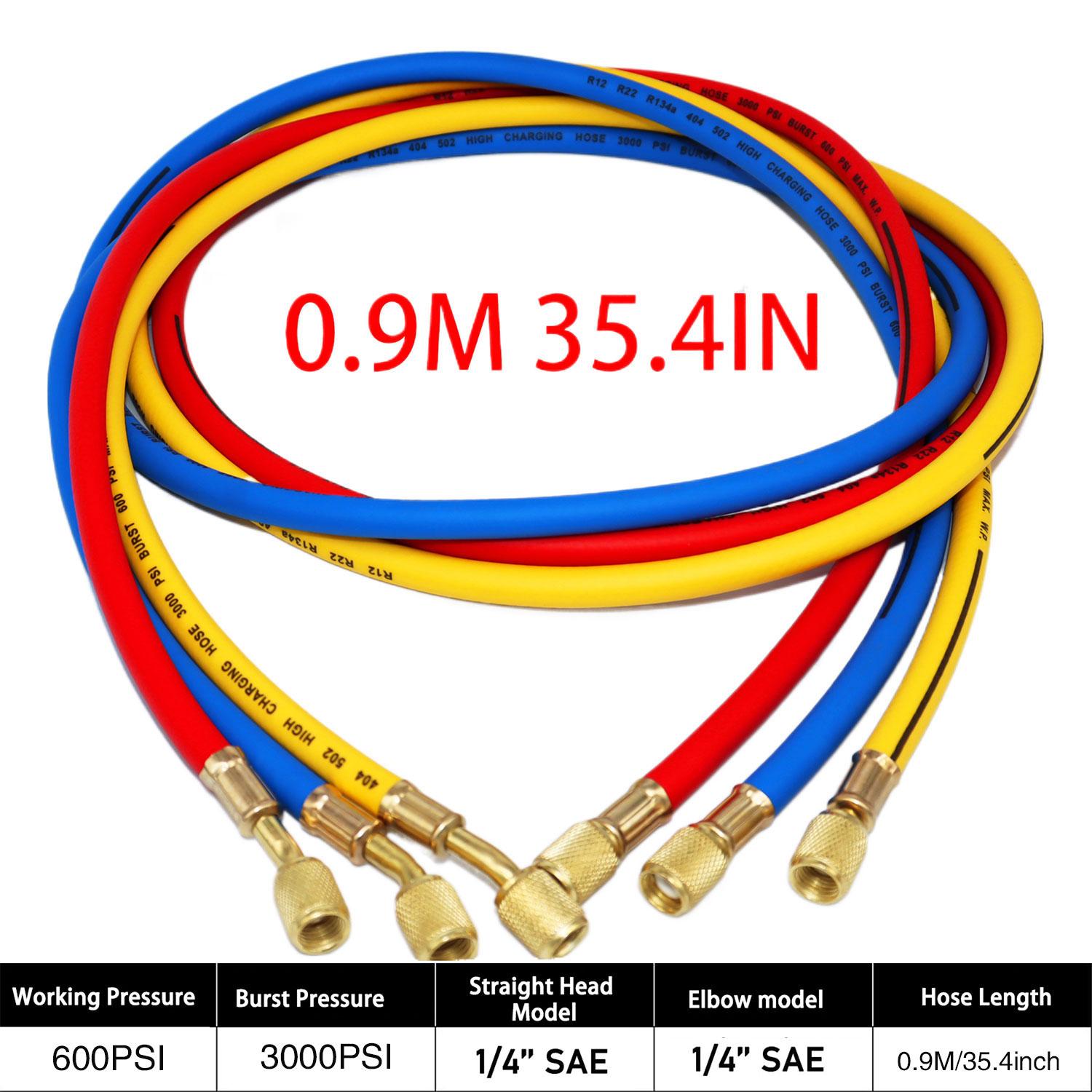 

3 шт. шланг для заправки хладагента 600-3000 фунтов на кв. дюйм 1/4 резьба подходит для R12 R22 R134A автомобильный кондиционер HVAC заправочный коллектор манометр