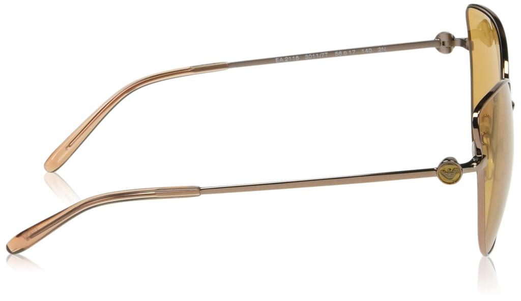 Emporio Armani EA2115 Rose Gold Mirror Size 56 Women's Sunglasses, Gold/Orange Lens,