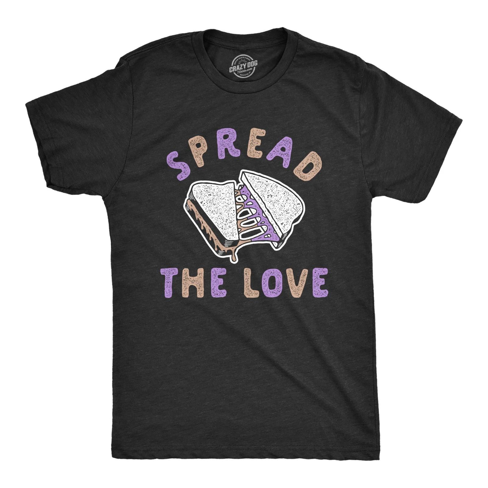 Mens Spread The Love T Shirt Funny Peanut Butter Jelly Sandwich Graphic Tee for XL