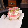 New light luxury cute bow oval jewelry box enamel color jewelry box flip cover dust ring stud earrings storage