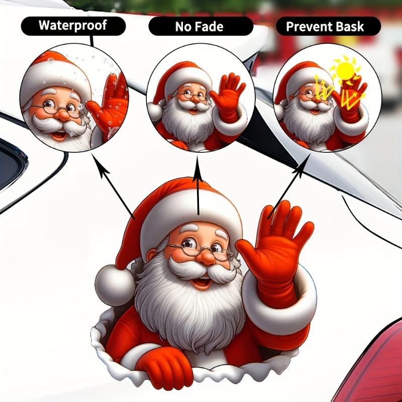 1PC Santa Waving Stickers, 3D Self Adhesive Decorative Stickers for Christmas PVC Car and Window Vinyl