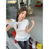 Ballet Lace Round Neck Short-sleeved T-shirt for Women, Xia Chun Wants To Fold Inside and Wear a Bottomed Shirt Top