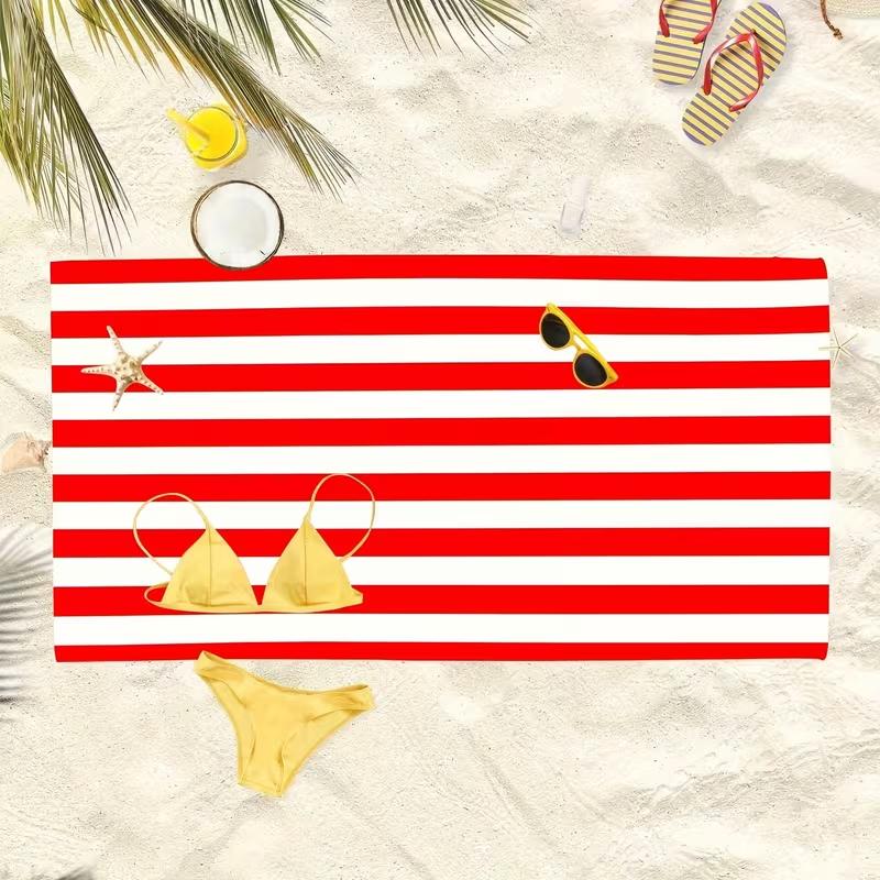 Classic Black White Striped Beach Towel Absorbent Quick Dry Sandproof Towel Minimalist Modern Stripe Pattern Summer Towel