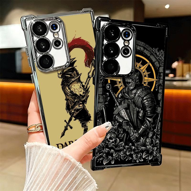 D-Dark S-Souls Game Plating Phone Case For Samsung Galaxy S24 S25 FE S26 Edge S23 Ultra S22 S21 Plus S20 Anti-Fall Airabag Cover