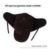 Men's Hat Genuine Anti-Fuzz Cowhide 100% Wool Plush Lining Warm Ear-Flap Thick Insulation Duckbill for Middle-Aged Elderly