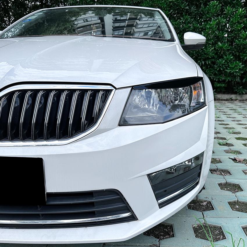 Headlight Lamp Eyebrows Cover Trim For 2015-2017 Skoda Octavia Mk3 Car Auto Eyelids Lids ABS Glossy Black