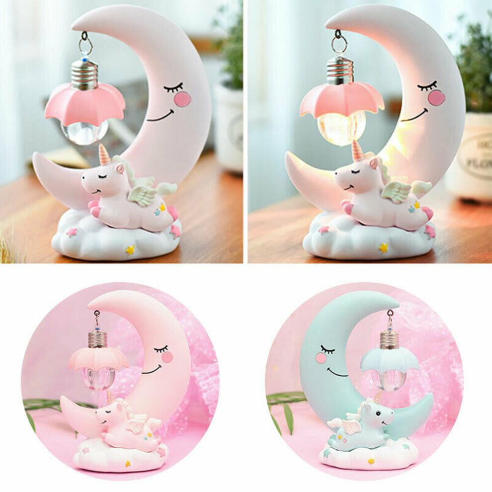 LED 3D Unicorn Bedside Desk Lamp Night Light Moon Lights Kids Bedroom