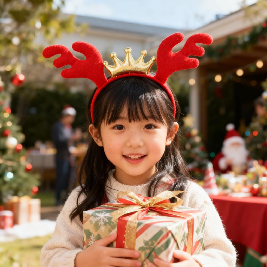 Joyesplay Christmas Headbands for Kids, Reindeer and Deer Ears, Cute and Fluffy Hair Accessories for a Christmassy Christmas Photo Prop or Party Gift