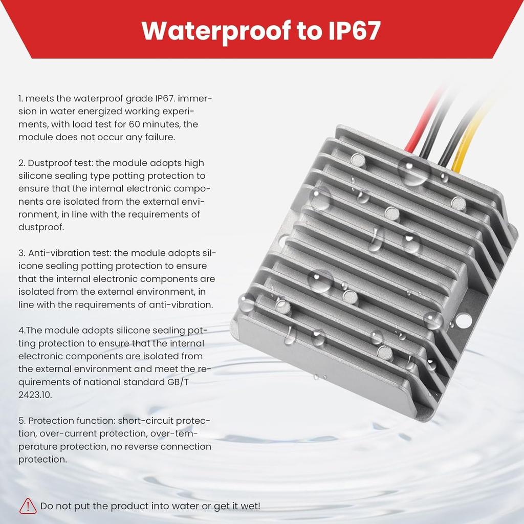 Konwerter dcdc YABOANG 30-60V na 24V, 24V10A zabezpieczony konwerter napięcia 240W MAX transformator mocy,