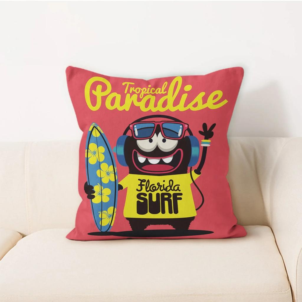 Einfache Heimdekoration Kissen Quadratische Auto Rückenlehne Cartoon Buchstaben Kissen Trendiger Kissenbezug