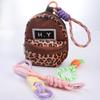 Double-Layer Woven Keychain Bag with Carabiner Pendant for DIY Hanging