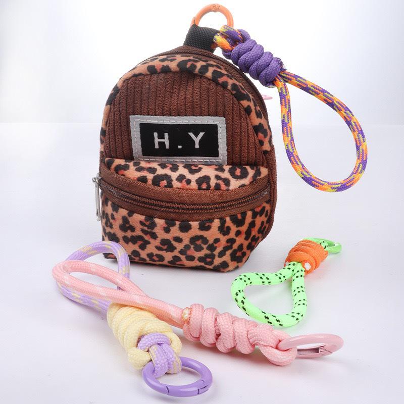 Double-Layer Woven Keychain Bag with Carabiner Pendant for DIY Hanging