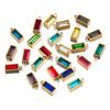 2pcs Luxury Zircon Birthstone Charm Stainless Steel PVD Gold Plated Pendant 4x10mm DIY Bracelet Necklace Jewelry Accessories