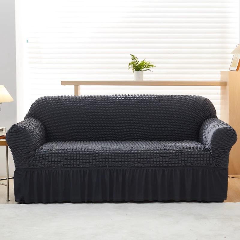 Universal Cream Seersucker Sofa Slipcover - Full Wrap, Four Seasons, One-Piece Protective Cover for Double & Triple Sofas
