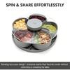 Divided Rotating Snack Serving Tray with Lids Spinning Compartment Platter for Dips Veggies Fruits Space-Saving Kitchen Organizer for Parties Picnics