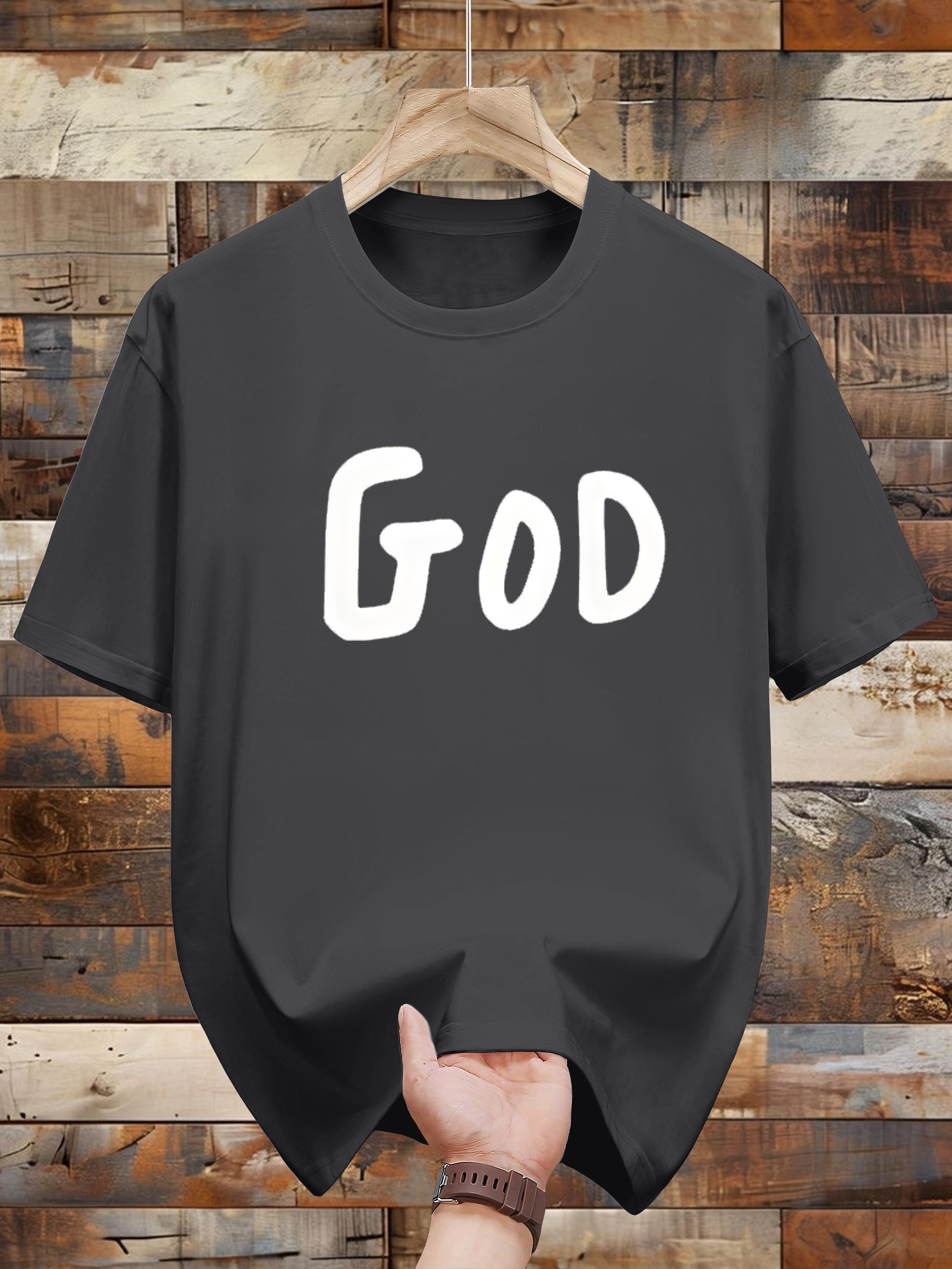 Niuwang Selection  T-shirt - Navy Blue Bold  GOD  Graphic Print L