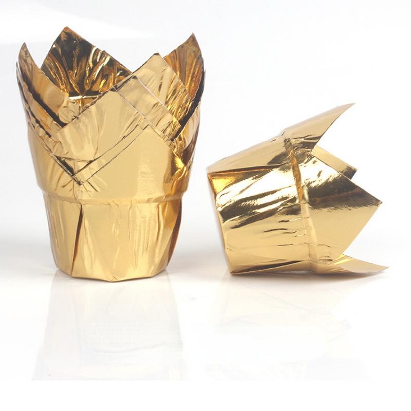 50pcs Newspaper Style Cupcake Muffin Liner Baking Oil Proof Cup Wedding Party Cassettes Tulip Muffin Cupcake Paper Cup Wrapper