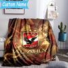 Custom Name Al Ahly Fc Crest Design Flannel Blanket, Use for Birthday/Holiday Gift, Soft Blanket for Sofa/Bed/Camping/Office, Home Decor