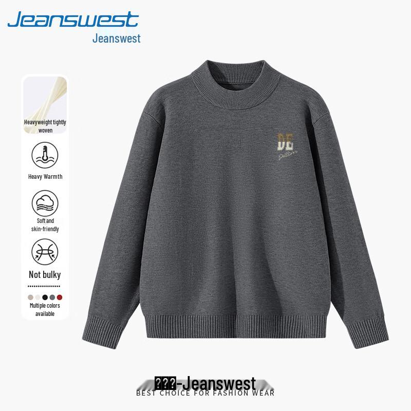 Jeanswest Men s Loose-Fit Semi-High Collar Thermal Pullover Sweater L