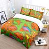 Cartoon Dinosaur Geometric Puzzle Pattern Duvet Cover Set Digital Print Colorful Polyester Bedding with Zipper Closur