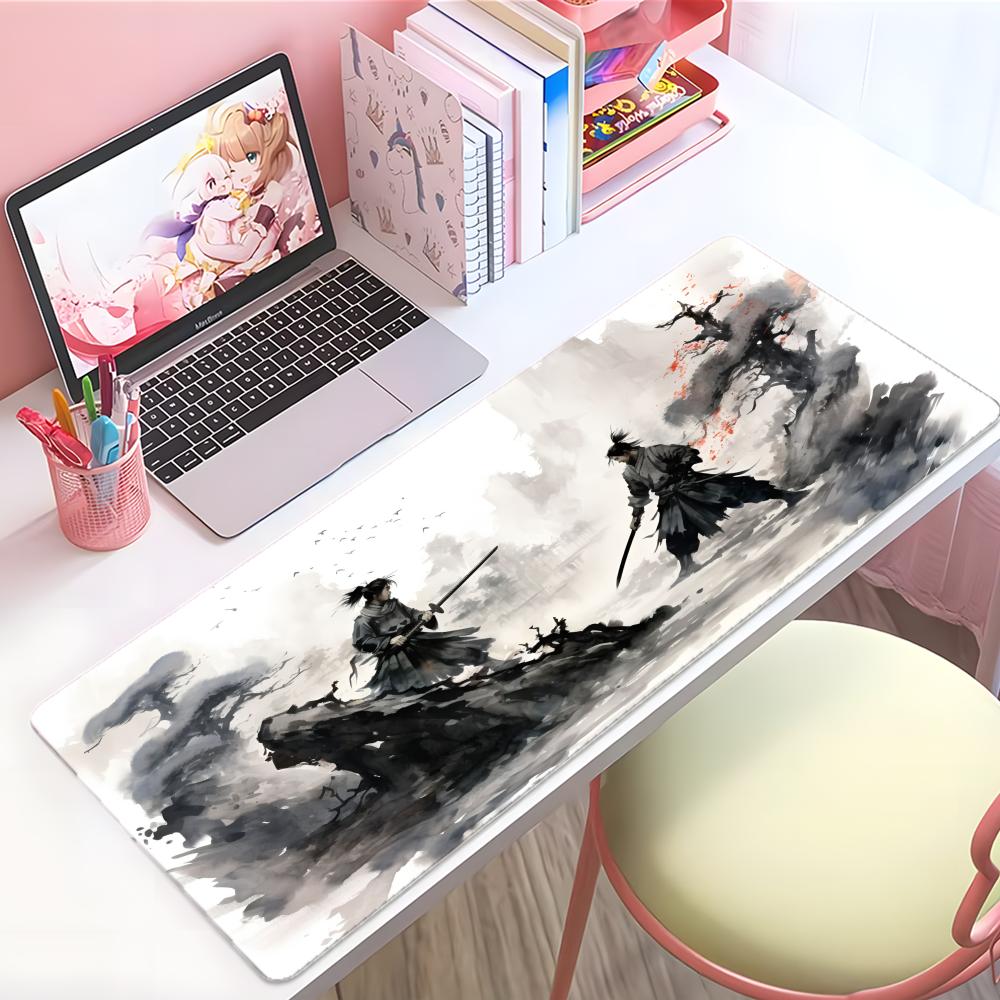 Brave Cool Game SSamurai Warrior Mouse Pad Large Thick Desk Pad Stitched Edges Gaming Mouse Mat For Pc
