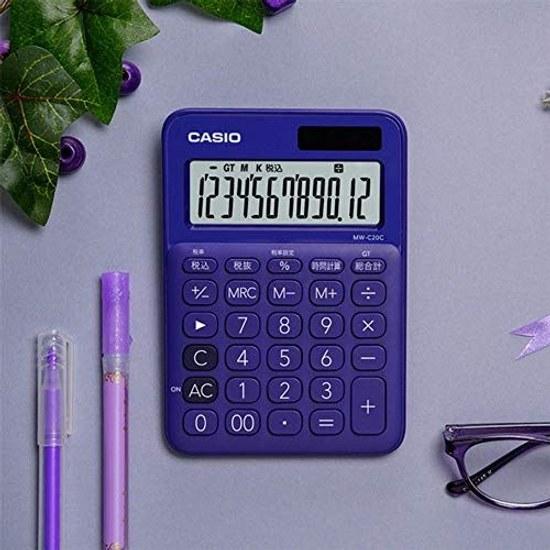 Casio Colorful Calculator Purple 12-Digit Mini Just Type MW-C20C-PL-N