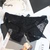 Women's Bow Lace Hollow Panties Low Waist Sexy Temptation Open Crotch Free To Take Off Briefs