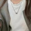 Personality Design Silver Color Stainless Steel Beaded Ball Pendant Necklace For Women Double Layer Hip Hop Rock Chokers Jewelry