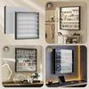 Wall-Mounted Display Case, 6 Adjustable Shelves, 2 Sliding Glass Doors, 80 x 9.5 x 83 cm