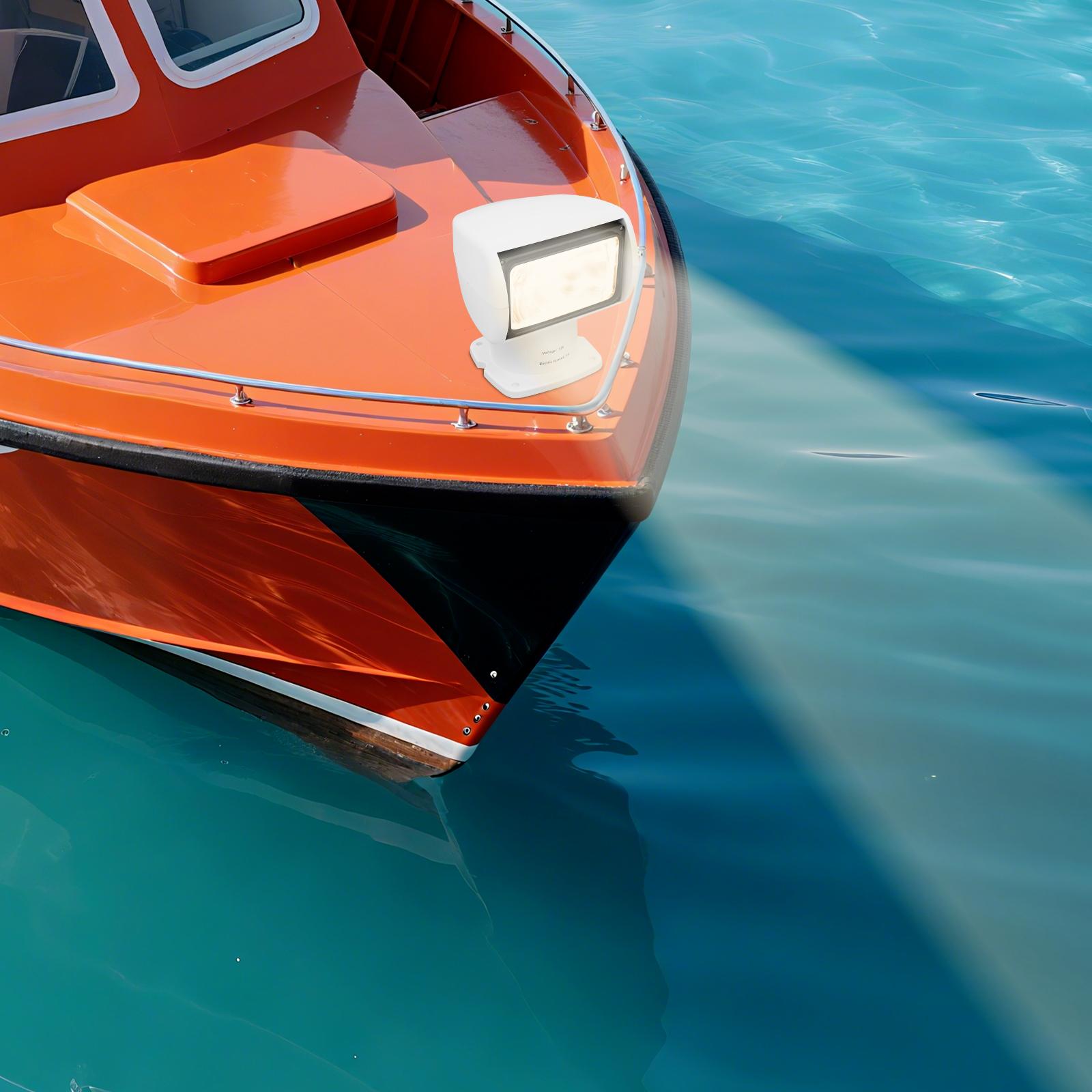 Remote Control Marine Spotlight, Waterproof 12V 100W LED Searchlight for Boats Deck - Perfect for Night Fishing & Navigation белый