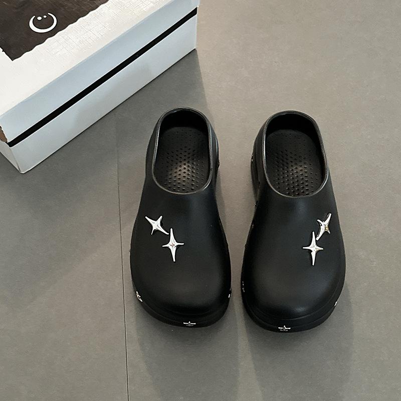Fashion retro niche rivet cool slippers women's summer thick bottom small fashion metal bag head slippers