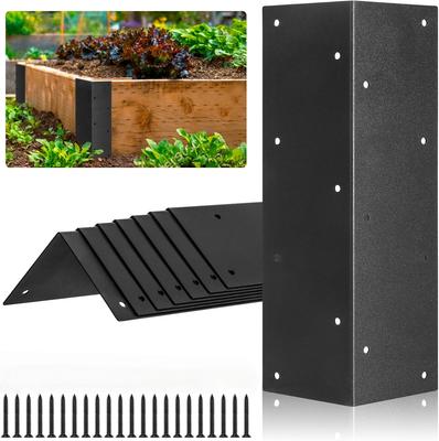 Garden Bed Corner Brackets Metal Gardening Tools Outdoor DIY Planter Box Connectors Black 4 Pack