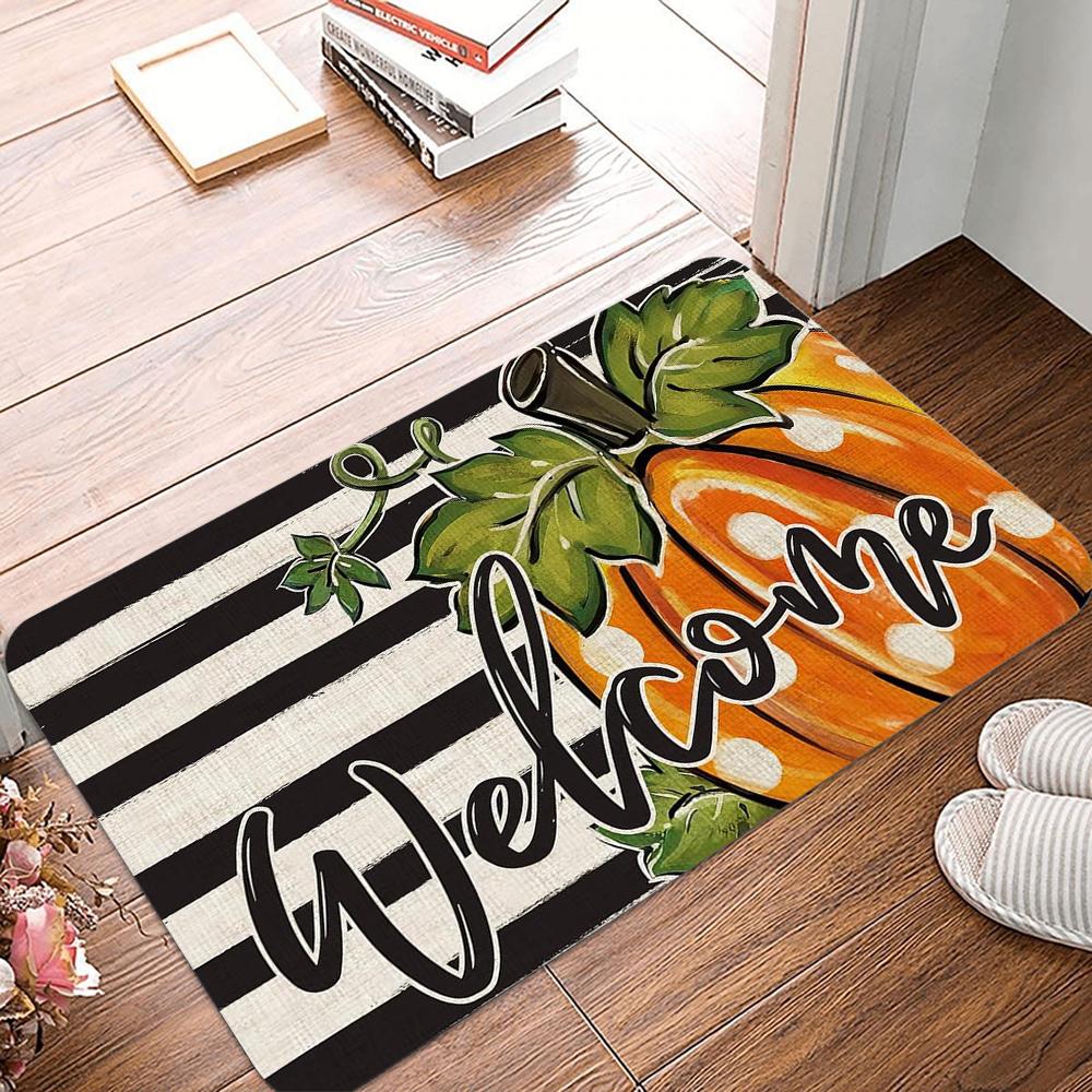 Halloween Themed Welcome Doormat Non-Slip Bedroom Kitchen Bathroom Entracne Rugs Living Room Washable Carpet