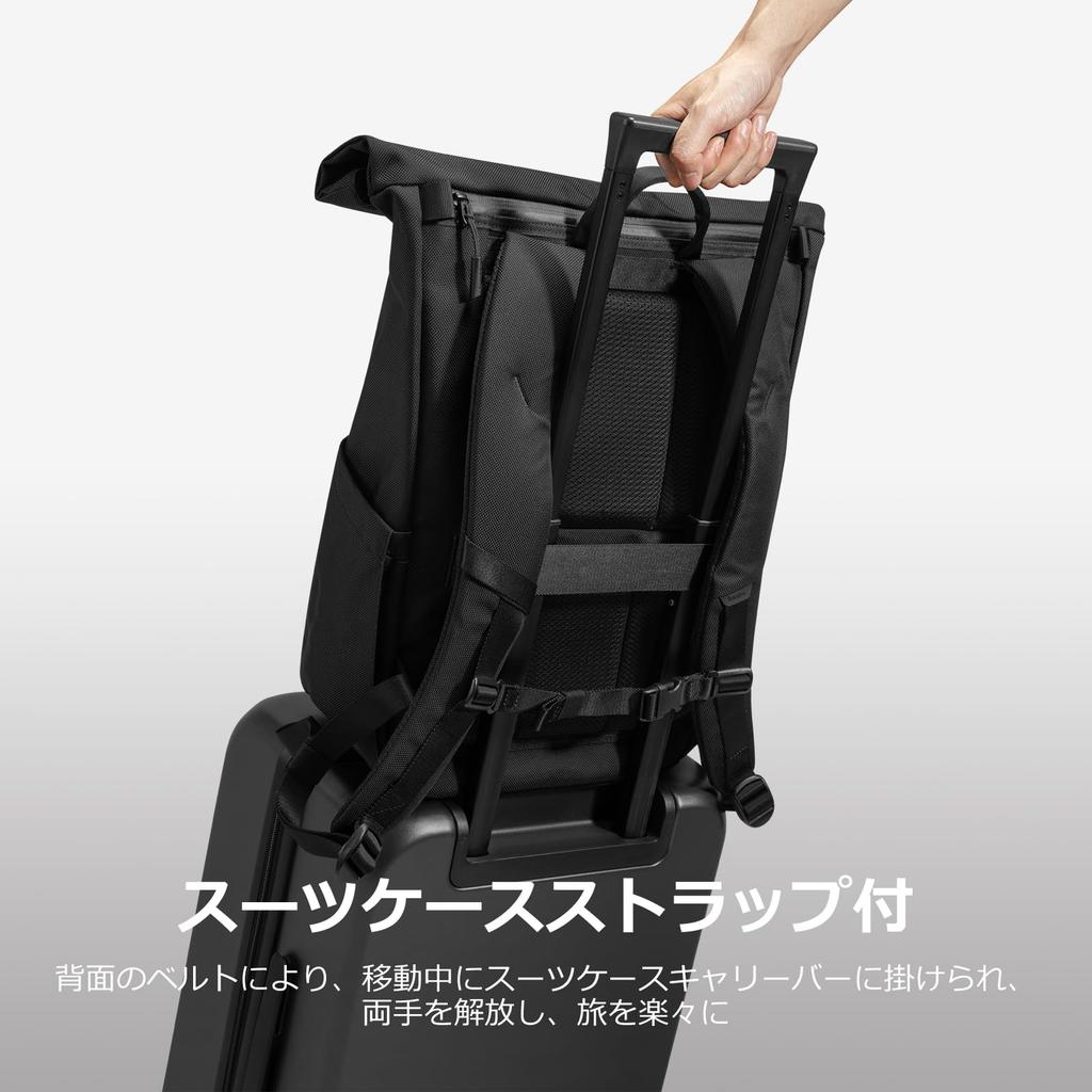 Roll Top Rucksack Town Backpack Large Capacity Expandable Deep Pack Casual Water Repellent Finish Outdoor Walking Around Town Commuting School Club