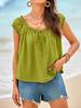 Womens Summer Tie Front Babydoll Top Cap Sleeve Pleated Flowy Blouse