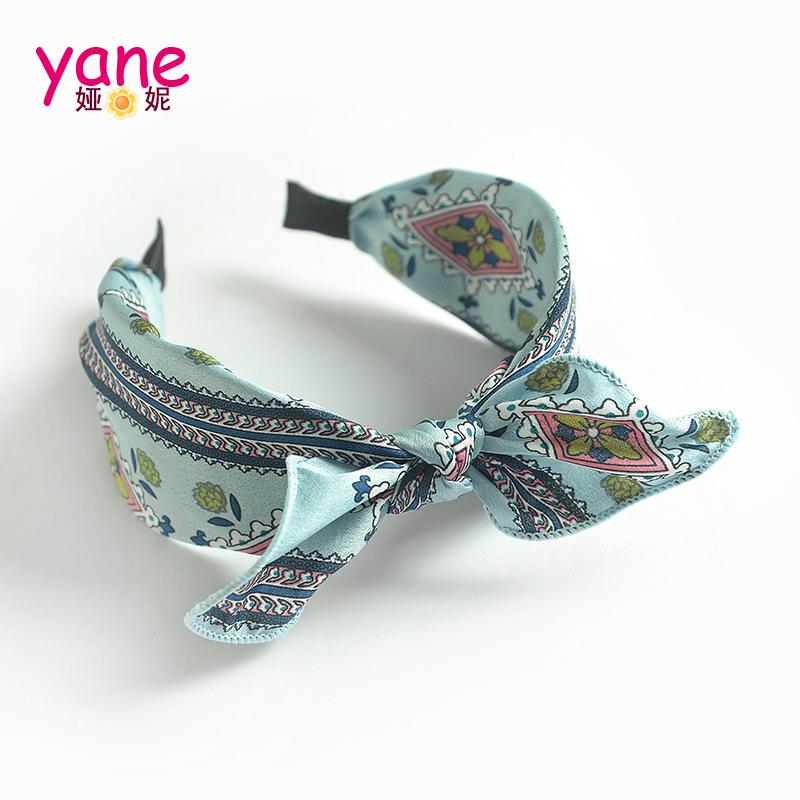 Fashion Printing Wide Bohemian Headband Bow Hair Accessories Women