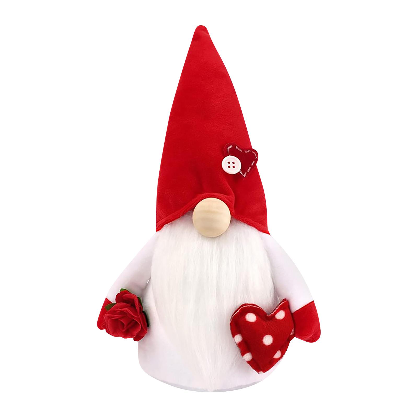 

Прикраси до Дня Святого Валентина. Настільні прикраси. В’язаний декор гнома без обличчя S білий