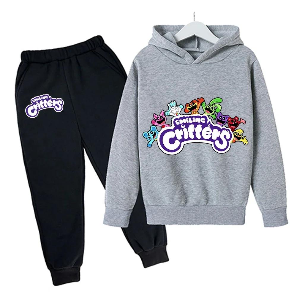 

Smilings Critters Детские флисовые свитшоты и брюки, комплекты, мультяшные аниме-фигурки, Кэтнэп, с длинными рукавами, топы, брюки, утолщенная одежда 110
